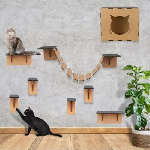 Parquinhos De Gato 8 Peças Kit Playground Mdf