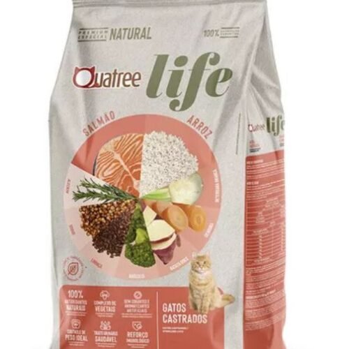 Ração Quatree Life gatos castrados salmão e arroz 10.1kg