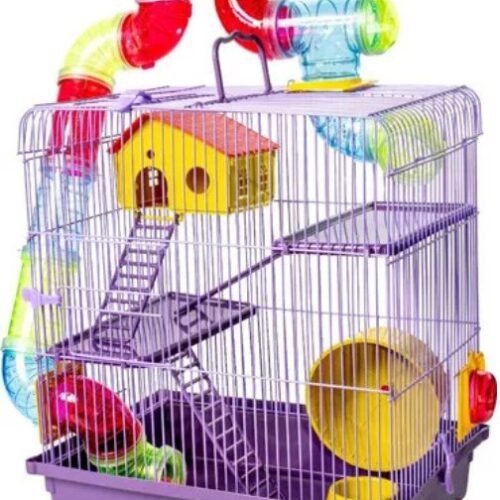 Gaiola Tubo Super Luxo 3 Andares Lilás Hamster Completa Cor Violeta